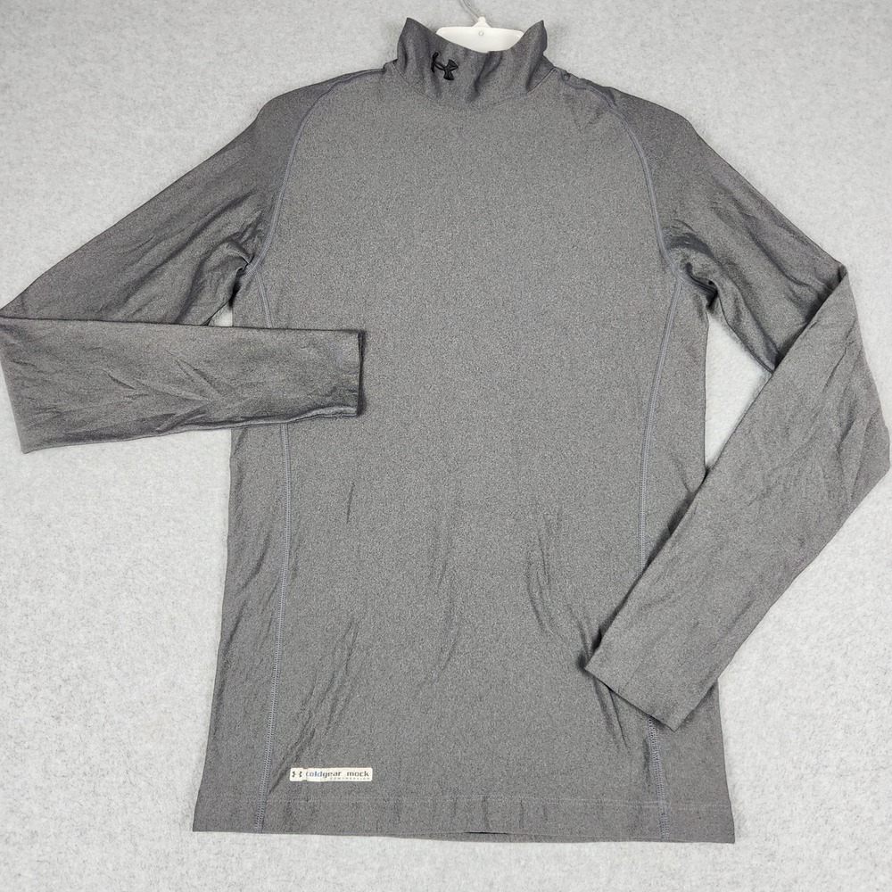 Under Armour Compression Shirt Mens Large Gray ColdGear Base Layer Mock Neck
